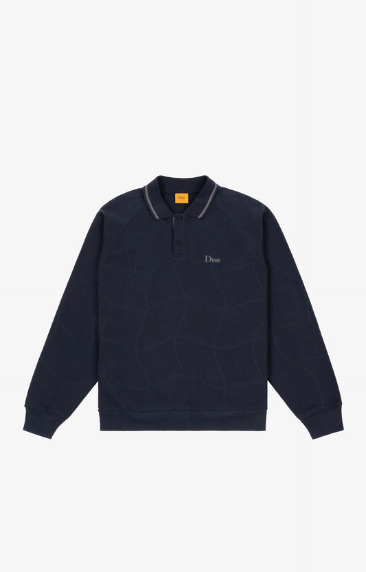 Dime Wave Rugby Sweater, Navy