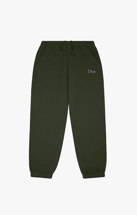Dime Classic Small Logo Sweatpants, Forest Green