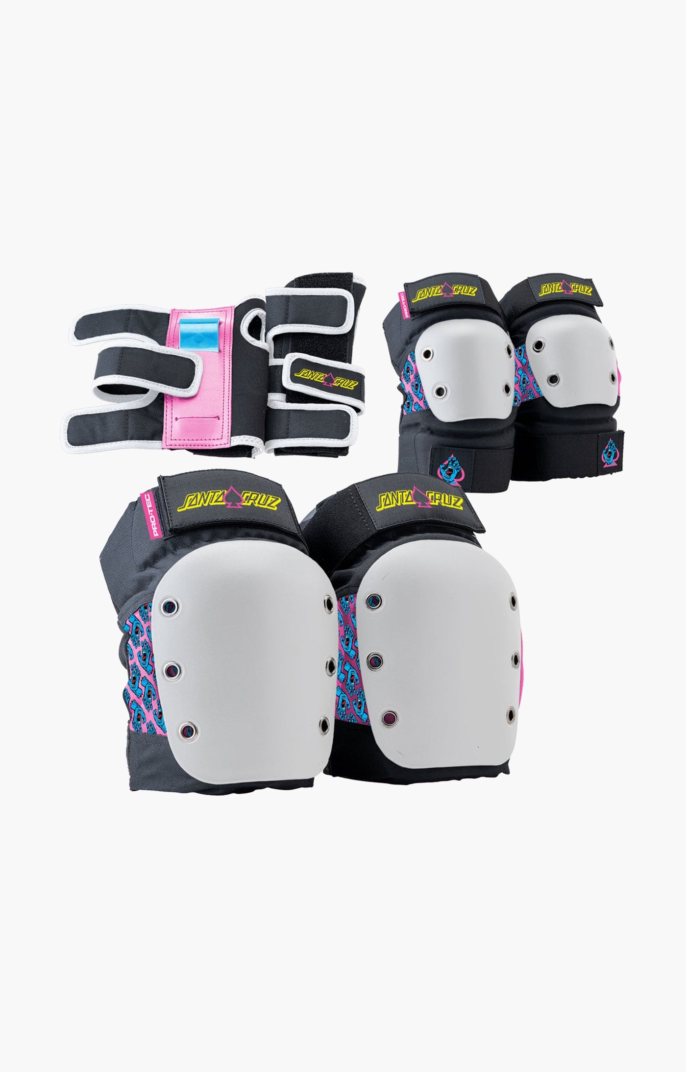Pro-Tec Street Junior Protective 3 Pack Wrist Guards and Pads - Santa Cruz special edition